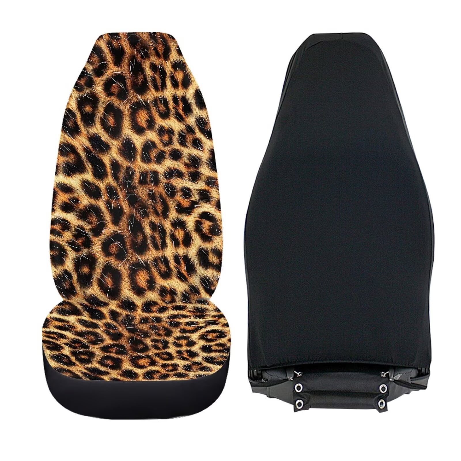 Binienty Cheetah Print Car Seat Covers & Accessories Front Seats Thickened Cloth Bucket Seat Covers Anti-Slip Washable Breathable Easy Install Vehicle Interior Protectors
