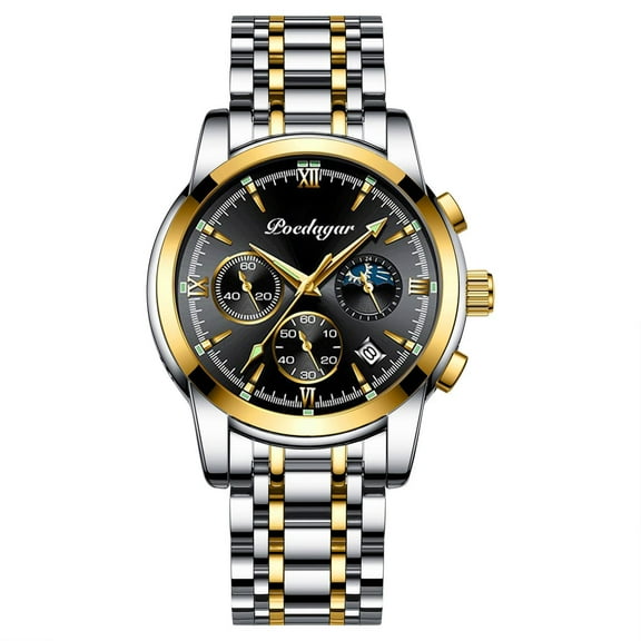 POEDAGAR Luxury Men Watch Casual Waterproof Chronograph Luminous Date Man Wristwatch Sports Stainless Steel Men's Quartz Watches