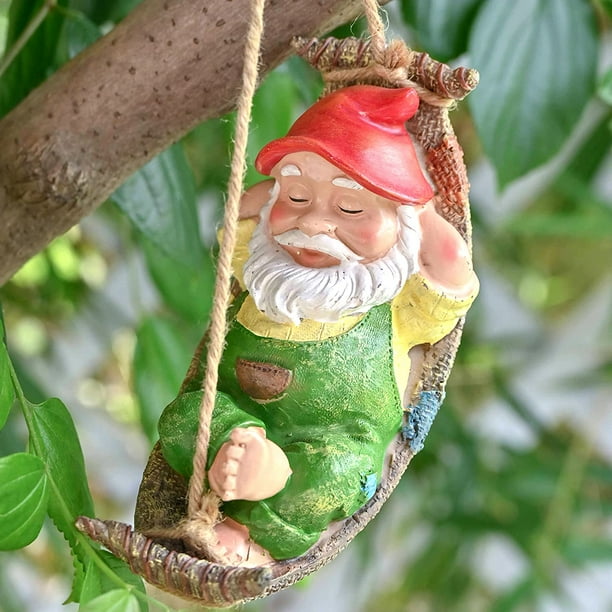 Collection of Cute Garden Gnome Ornaments, Sleepy Gnome Resin