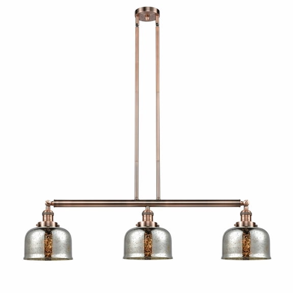 213-AC-G78-LED-Innovations Lighting-Large Bell-10.5W 3 LED Island in Industrial Style-40.5 Inches Wide by 13 Inches High Antique Copper Finish with