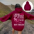 thumbnail image 2 of Cancer Awareness Ladies Long Sleeve Letter Print Hooded Pullover Sweatshirt for Everyday Comfort Support, 2 of 8