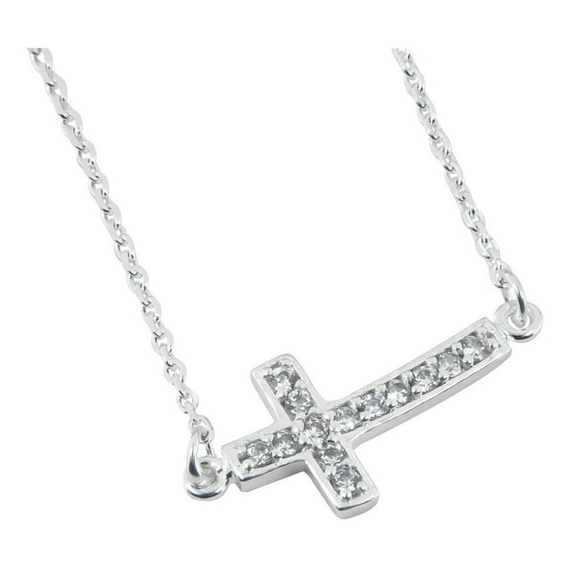 Cadena De Plata 925 Con Dije De Cruz Collar Mujer Brillante