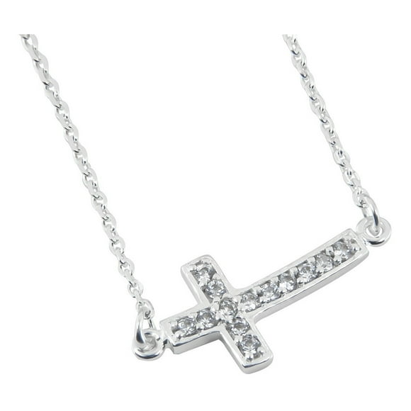 Cadena De Plata 925 Con Dije De Cruz Collar Mujer Brillante