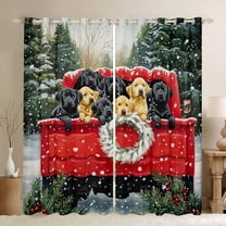 Manfei Puppy Dogs Black Out Curtains,Merry Xmas Curtains Pack of 2 (42x63 Each),Red Green Bedroom Curtains For Girl Boy,Ultra Soft Home Decor