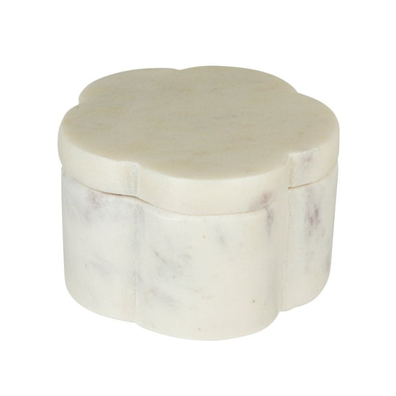 Creative Co-Op Elegant Marble Pinch Pot with Lid, White