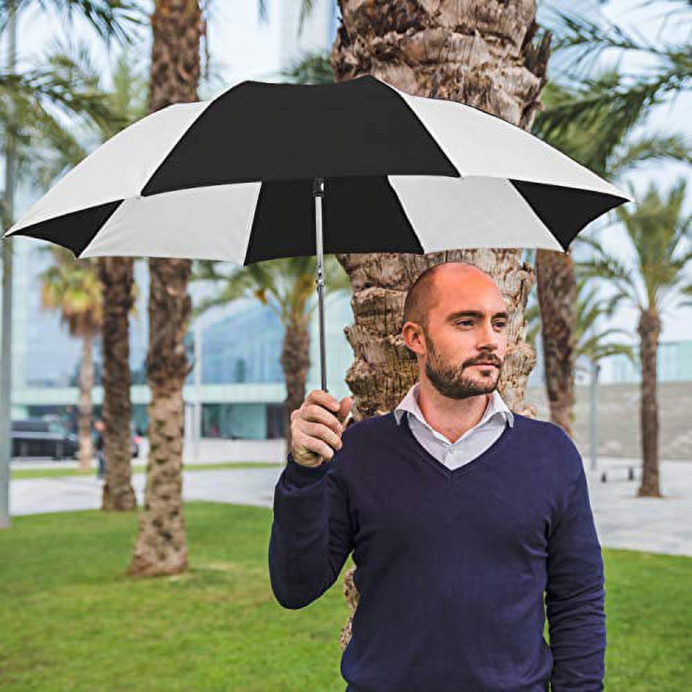 The Spectrum Popular Style 42" Automatic Open Windproof Travel Umbrella for Rain, Wind & Sun, Sturdy Lightweight Small Portable Folding Umbrella for Men and Women, Black