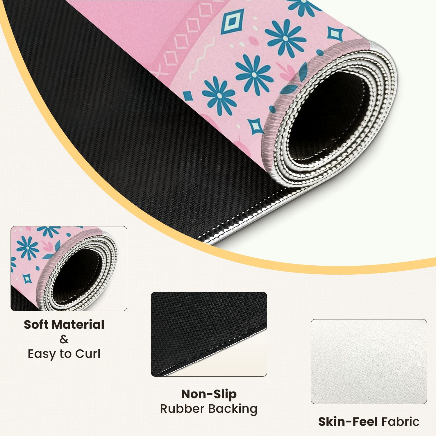 Mahjong Mat 31.5" x 31.5" Pink Peacock Floral Geometric Shapes Decorative Elements Anti-Slip and Noise Reduction Symmetry Design Mahjong Tiles Table Cover for Dominoes Poker Card Board and Tile Games