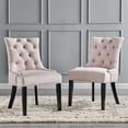 thumbnail image 5 of Tufted Side Dining Chair, Set of 2, Velvet, Wood, Pink, Modern Contemporary Urban Design, Kitchen Room Cafe Bistro Restaurant Hospitality, 5 of 10
