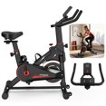 thumbnail image 2 of S-HOME Indoor Exercise Bike with Adjustable Resistance and Monitor, Stable Base, Portable Design for Home Fitness Daily Use, Black+Red, 2 of 18