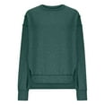 thumbnail image 4 of HAiming Women's Long Sleeved Sweatshirts Trendy Solid Color Round Neck Pullover Tops Plus Size Loose Casual Blouses, 4 of 8