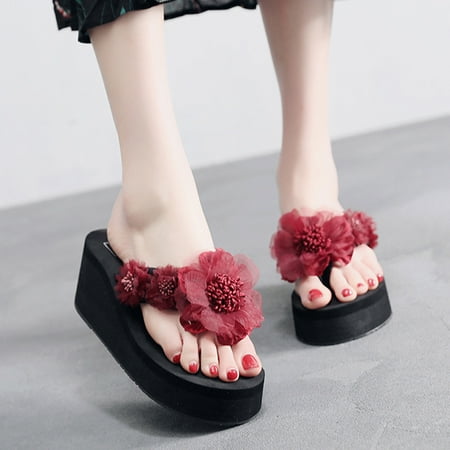 

Christmas Women Ladies Fashion Summer Flowers Bohemian Style Slippers Beach Sandals Shoes