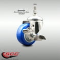 thumbnail image 2 of 3 Inch 316SS Blue Polyurethane Swivel 12mm Threaded Stem Caster with Brake, 2 of 2