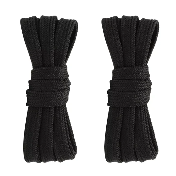 2pair Double Layers Flat Shoelaces Black for Sneakers Boots 45 54 60 63 72 Inch
