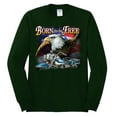 thumbnail image 2 of Wild Bobby, Born To Be Free Blad Eagle and American Flag Cars and Trucks Mens Long Sleeve Shirt, Forest Green, Small, 2 of 3
