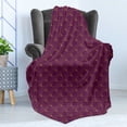 thumbnail image 3 of Ambesonne Art Deco Fleece Throw Blanket Plum Vintage Line Shells 60"x80" Plum and Sand Brown, 3 of 5