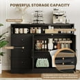 thumbnail image 4 of EastVita 47" Modern Farmhouse Sideboard Buffet Cabinet, Wood Buffet Storage Cabinet with 3 Drawers & Open Shelf, Large Coffee Bar with Built-in Power Outlet, 4 of 8