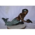 thumbnail image 3 of Nifao Little Mermaid Holding Shell Outdoor Fountain Statue, Bronze Garden Water Feature Sculpture for Patio & Garden – Garden Outdoor Decor Sculpture, 15"L x 37"W x 20"H, 3 of 11