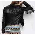 thumbnail image 2 of Noora New Womens Lambskin Black Fringe Leather Jacket With Long Sleeves, Tassel Designer Biker Coat, 2 of 6