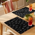 thumbnail image 4 of Black Botanical Placemats Set of 2 Farmhouse Summer Floral Leaves Place Mats Indoor Wipeable Table Mats Washable Cloth Dining Table Placemats for Kitchen Holiday Party Home Decor 13x19 Inch, 4 of 9