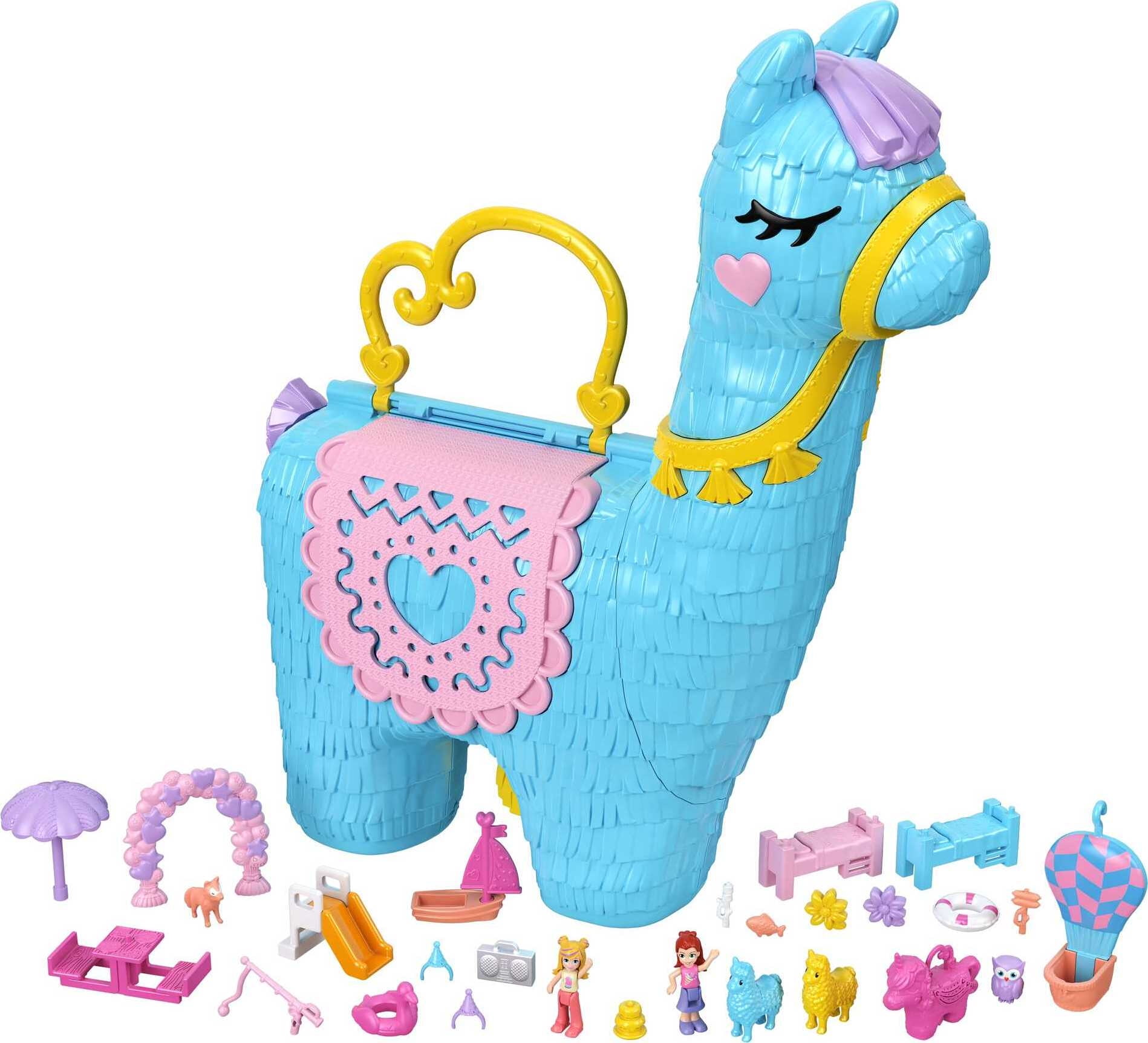 Polly Pocket Large Llama Party Compact, Animal Toy with 2 Micro Dolls and 25+ Surprise Accessories