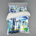 thumbnail image 2 of Ambesonne Landscape Bedding Set 3 Pcs, Boat in Venice Italy, Twin, Blue Purple Green, 2 of 3