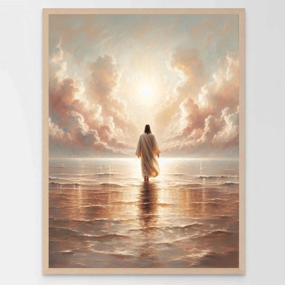 Walk Of Christ, Christian Art Prints, Jesus Walking On Water Art, Jesus Print Art, Christian Poster, Bible Wall Art, Jesus Watercolor Style UNFRAMED PAPER POSTER, Home Decor, Vintage Gift