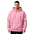 thumbnail image 3 of Men's Heavy Blend Drawcord Hooded Sweatshirt fall winter Casual Long Sleeves Hooded Sweatshirt with Kangaroo Pockets Pink S, 3 of 6
