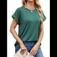 thumbnail image 2 of Camisetas Casuales Holgadas para Mujer, Camisetas de Verano de Corta con Cuello Redondo y Modernas Verde Oscuro M, 2 of 10