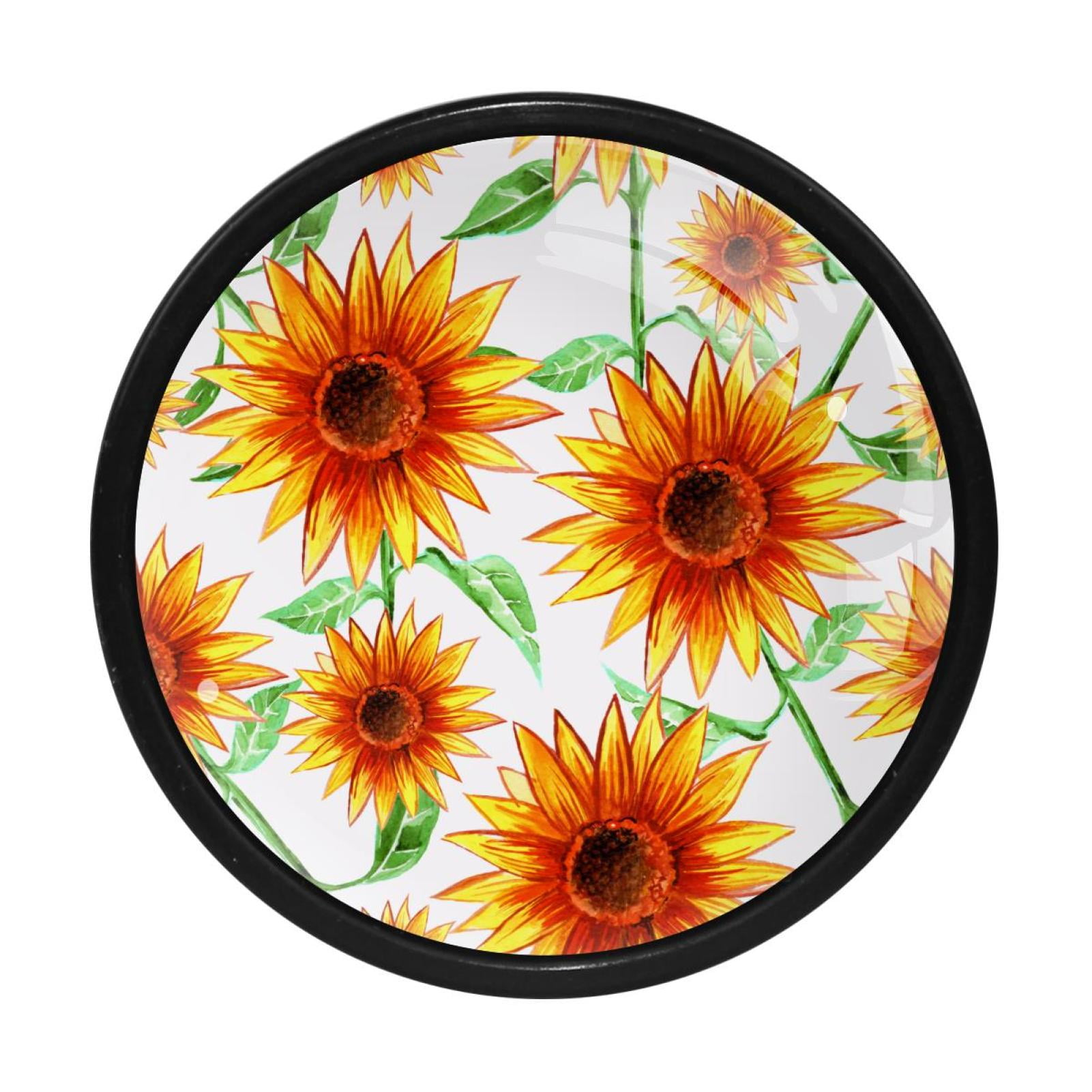 4 Pcs Sunflower Knobs for Kitchen Cupboard Dresser Bookcase