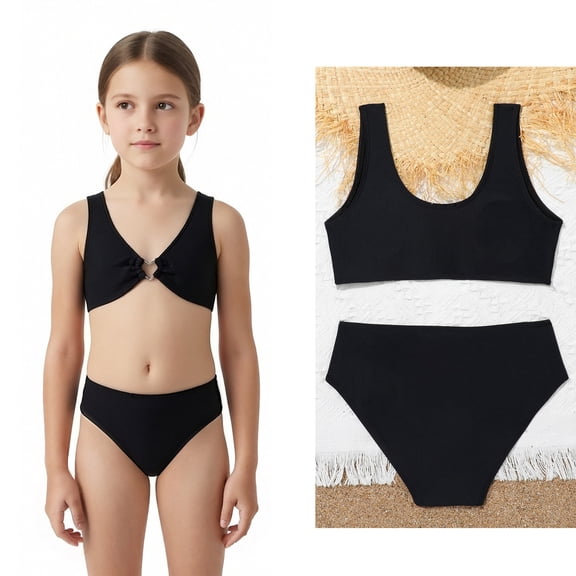 Two Piece Swimsuit for Tween Girls Quick Dry Bikini Sets with Chest Pad Girls Swimsuit Size 10-11 Years
