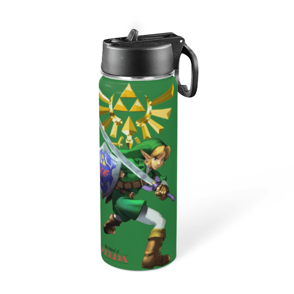 Thermos Water Bottle With Straw and Handle for The Legend of Zelda Insulated Stainless Steel Sports Kettle for Kids Boys Girls Cup For Outdoor 18oz