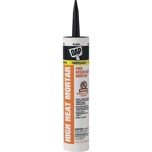 Dap 18854 High-Heat Sealant Mortar, 10.1 fl-oz, Tube, Black, Paste