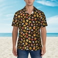 thumbnail image 4 of Balery Burger Fries Print Men's Hawaiian Shirts Short Sleeve Beach Shirt Relaxed Fit Vacation Button Down Shirts-X-Large, 4 of 9