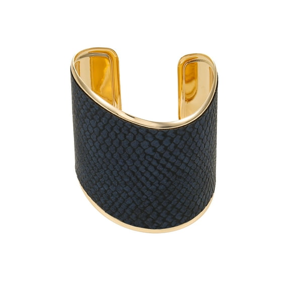 Time and Tru Goldtone and Faux Snake Cuff Bracelet, Navy Blue