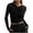 Black, variant on Womens Tops Mesh Long Sleeve Cross Front Blouse Slim Fitted See-Through Crop Tops Casual Stretch Comfy Gong out Tops