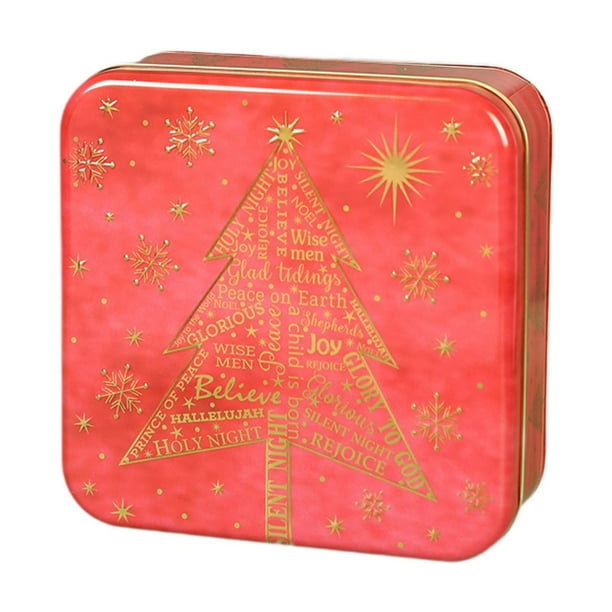 Caja de dulces navideña perfecl de Hierro con dibujos Animados Rojo