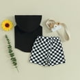 thumbnail image 3 of Bagilaanoe 2pcs Toddler Baby Boy Shorts Set Short Sleeve Letter Print Hooded Tank Tops + Checkerboard Shorts 6M 12M 18M 24M 3T Kids Casual Summer Clothes, 3 of 8