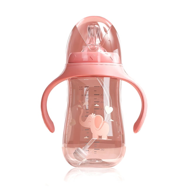 Biberón de mano 0-6 meses Recién nacido Vasos de autoalimentación Entrenamiento Jugo infantil Bebida de leche con boquilla inteligente Regalos de viaje 240ML, Rosa Advancent BA000331-02B