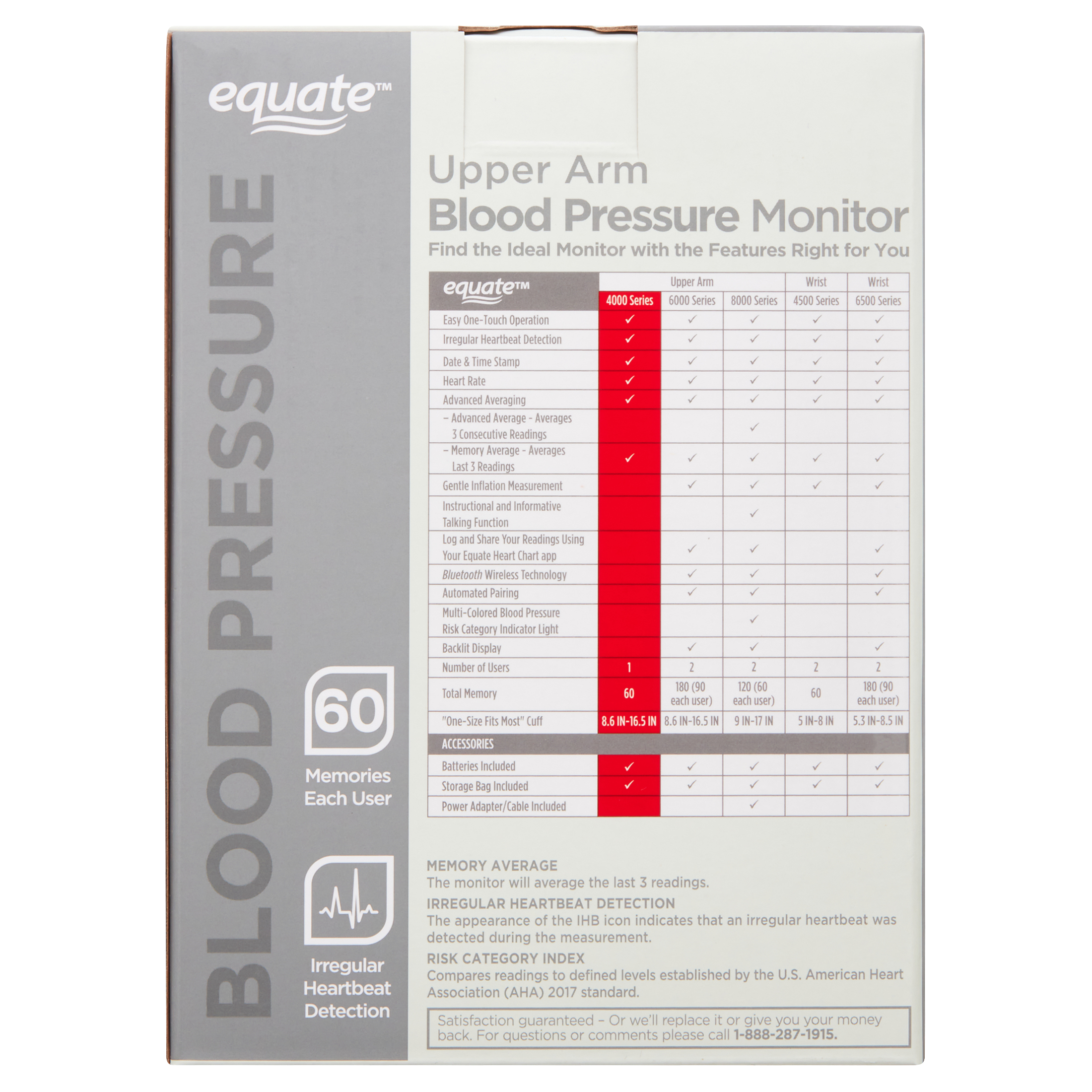 Equate 4000 Series Upper Arm Blood Pressure Monitor