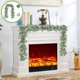thumbnail image 5 of Hoja De Sauce De Plástico Que Imita El Ratán 2 guirnaldas artificiales de hojas de eucalipto de plástico blanco grisáceo de 2 m, estilo ratán, para bodas, fiestas y decoración del hogar. Rkxzt, 5 of 8