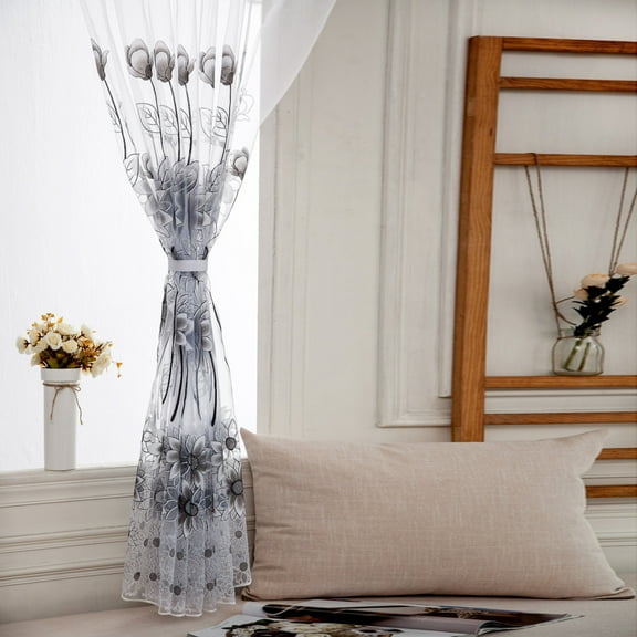 Giunmcul up to 65% Off Floral Voile Door Window Curtain Drape Panel Sheer Scarf Valances Curtain