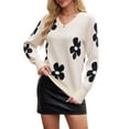 thumbnail image 3 of Vividaire Women's Fall Sweaters Casual Floral Knit Long Sleeve Pullover Tops, 3 of 6