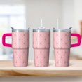 thumbnail image 2 of 20oz Double Wall Stainless Steel Handle Cup Insulated Geometric Pattern Leak Proof Travel Tumbler With Straw Lid, 2 of 5