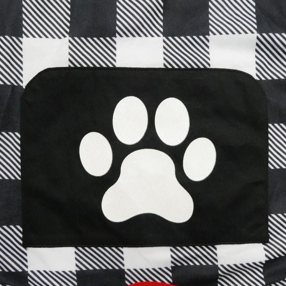 Way to Celebrate Dog Clothes: Knit Jersey Pajama for Dogs, Black & White Plaid with Paw Print Screenprint, Size XS-XL