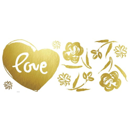 Kathy Davis Love Heart Gold Foil L And Stick Giant Wall Decals Com - Gold Foil Wall Decals