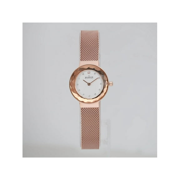 New Skagen Leonora 25mm Rose Gold Steel Silver Dial Ladies Watch SKW2799