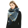 thumbnail image 2 of Women's Winter Super Labor Striped square blanket scarf(Deep gray powder）, 2 of 4