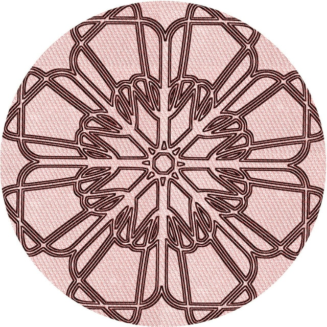 Ahgly Company Machine Washable Indoor Round Transitional Light Rose Pink Area Rugs, 8' Round