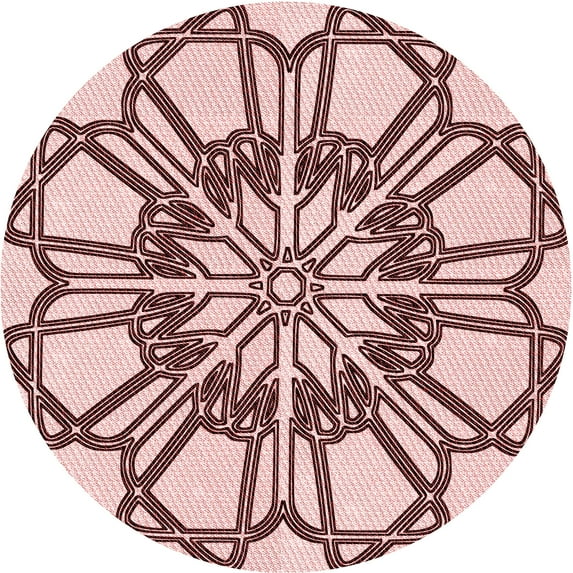 Ahgly Company Machine Washable Indoor Round Transitional Light Rose Pink Area Rugs, 7' Round