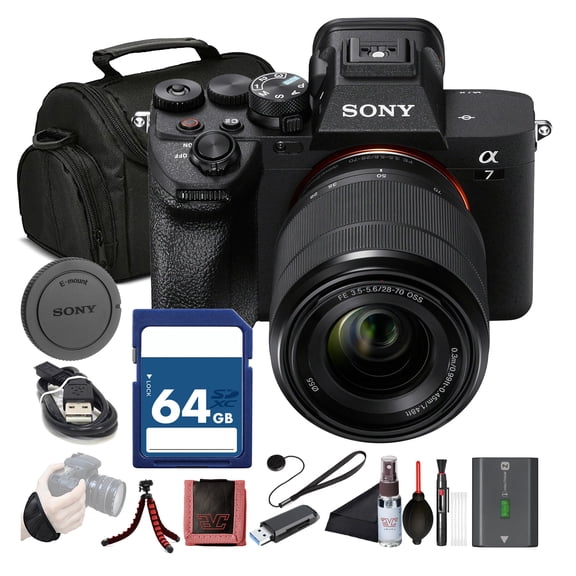 Sony α7 IV Mirrorless Camera Kit (ILCE-7M4K/B) with 28–70mm OSS Lens | 33 MP Full-Frame Sensor | 4K/60p Video | 64GB Memory Card, Bag, Card Reader, Flex Tripod, Hand Strap and More